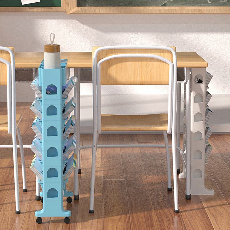 6-Shelf Plastic Ladder Bookcase Contemporary Closed Back Book Shelf