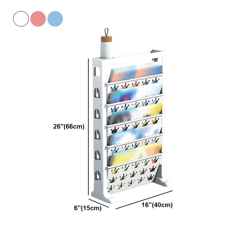 6-Shelf Plastic Ladder Bookcase Contemporary Closed Back Book Shelf