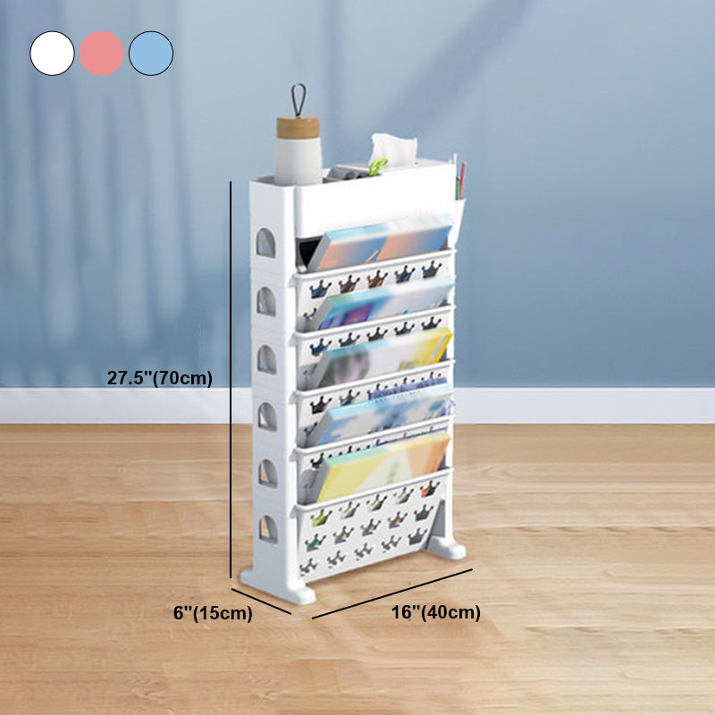 6-Shelf Plastic Ladder Bookcase Contemporary Closed Back Book Shelf