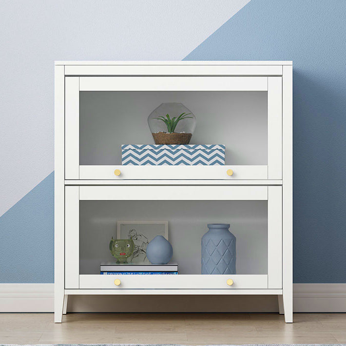 Libreria in legno fabbricata standard bianca urbana con porte di vetro