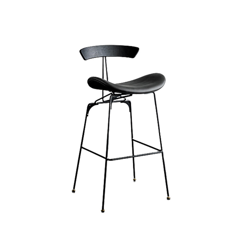 Industrial Leather Bristol Stool Matte Finish Footrest Low Back Barstool