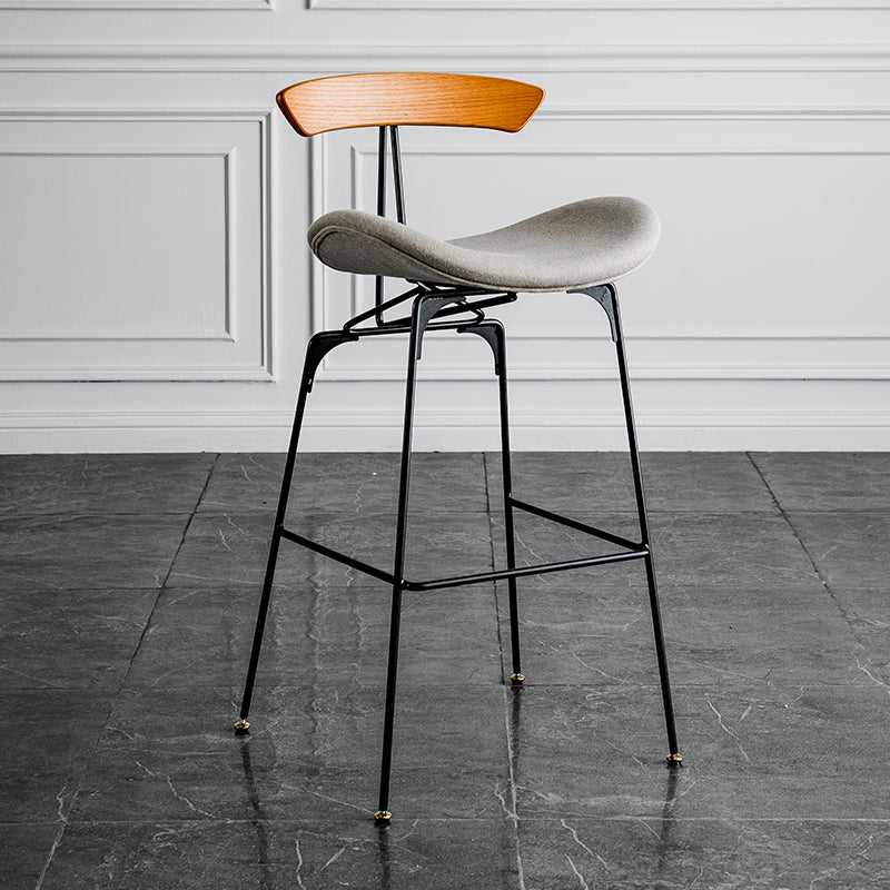 Industrial Leather Bristol Stool Matte Finish Footrest Low Back Barstool