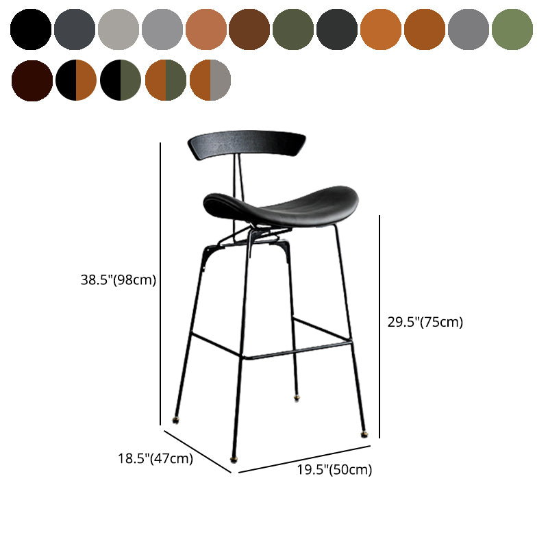Industrial Leather Bristol Stool Matte Finish Footrest Low Back Barstool