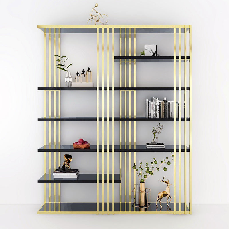 82.67"H Bookshelf Gold Glam Style Open Back Bookcase for Home Office Study Room