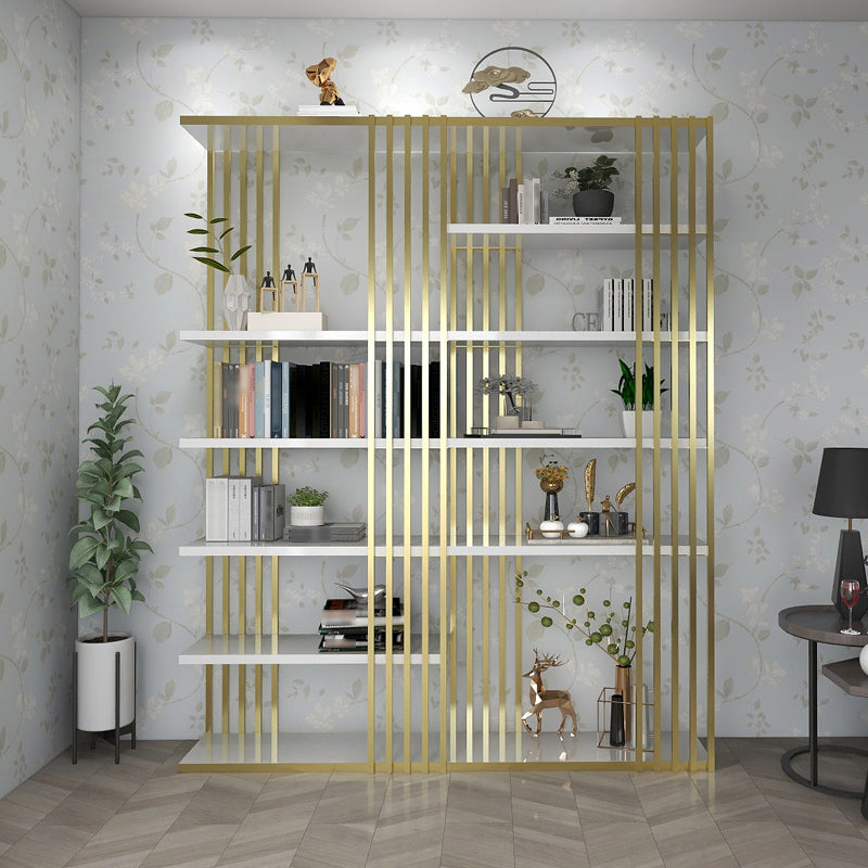 82.67"H Bookshelf Gold Glam Style Open Back Bookcase for Home Office Study Room