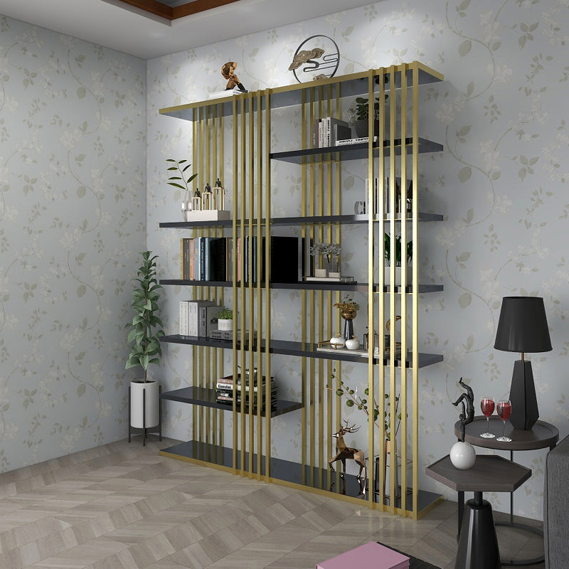 82.67"H Bookshelf Gold Glam Style Open Back Bookcase for Home Office Study Room