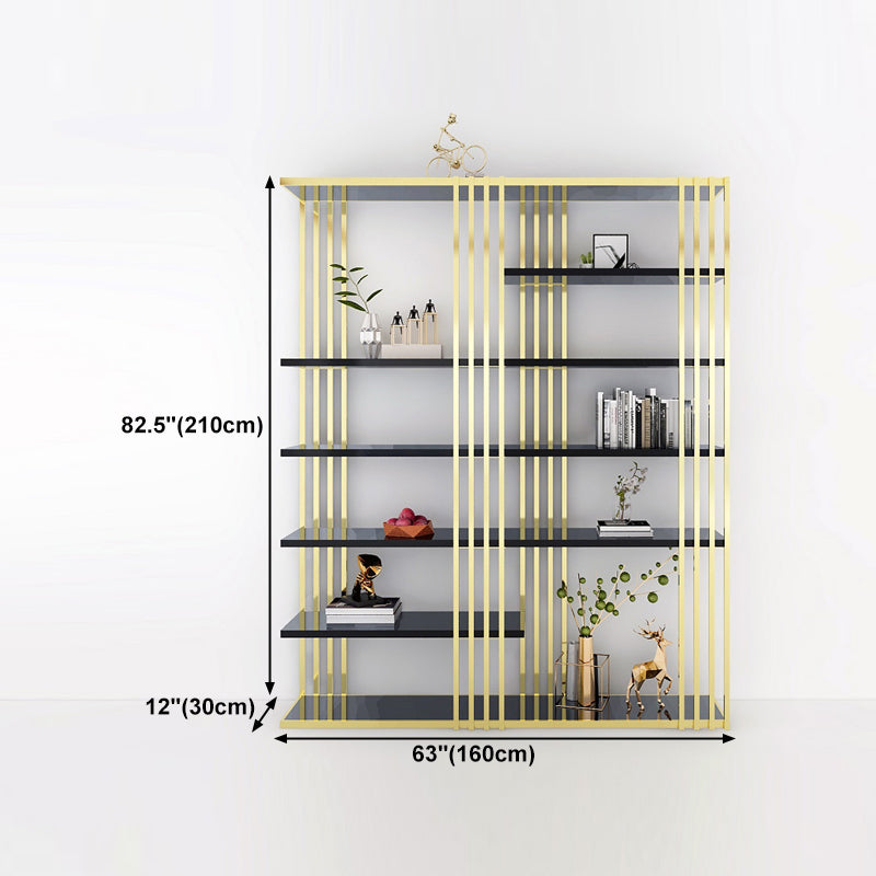 82.67"H Bookshelf Gold Glam Style Open Back Bookcase for Home Office Study Room