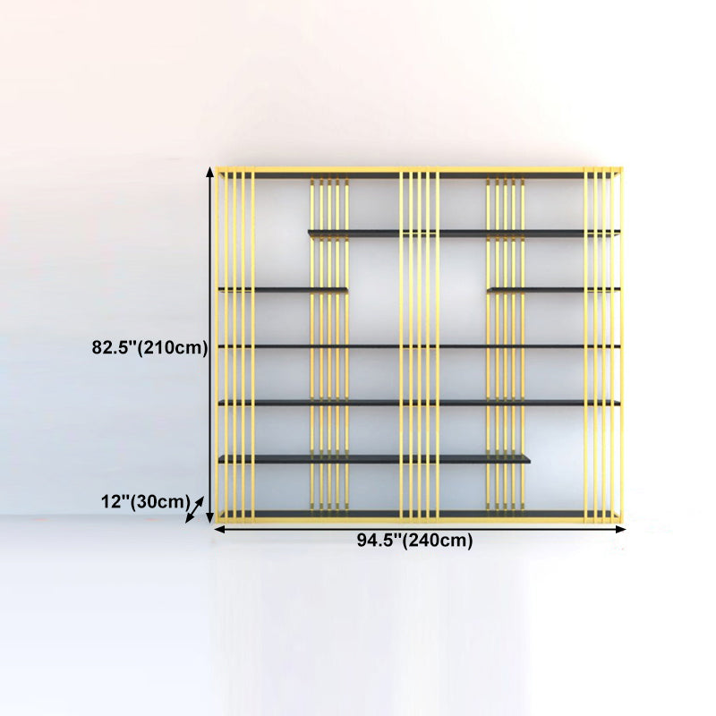 82.67 "H Bookshelf Gold Style Open Back Bookcase para la sala de estudio del Ministerio del Interior