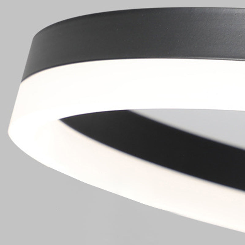 Anillo de metal semi iluminación de montaje de montaje LED minimalista Luz de techo negro