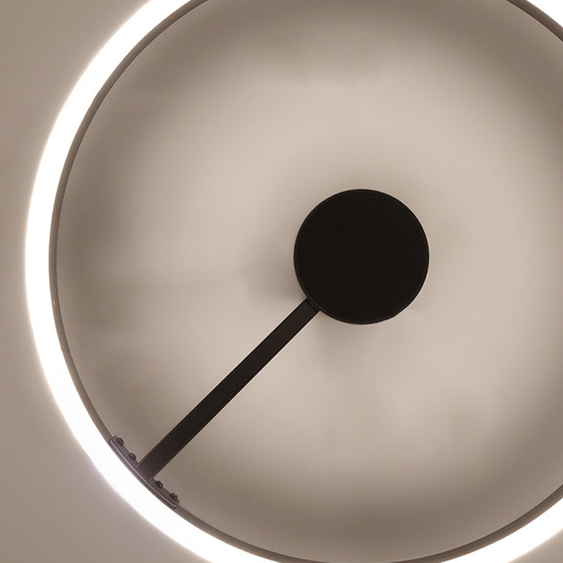 Anillo de metal semi iluminación de montaje de montaje LED minimalista Luz de techo negro