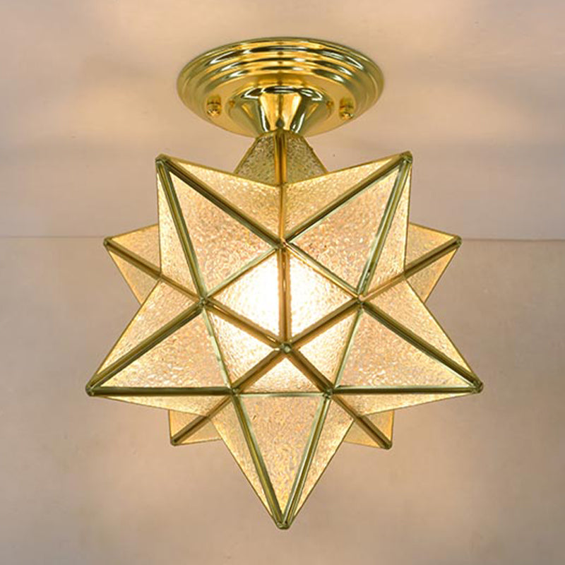 Glass Star Semi Flush Mounting Iluminación Vintage Aisle Techo de techo de montaje de montaje en oro