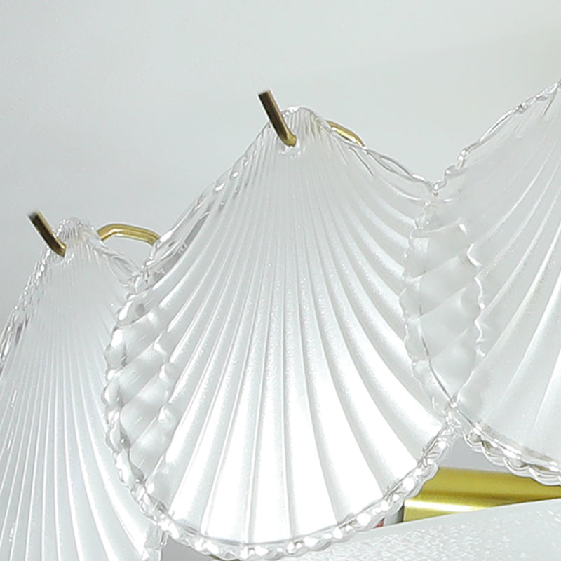 Round Semi Flush Mount Light Fixture Modern Style Glass Gold Ceiling Light