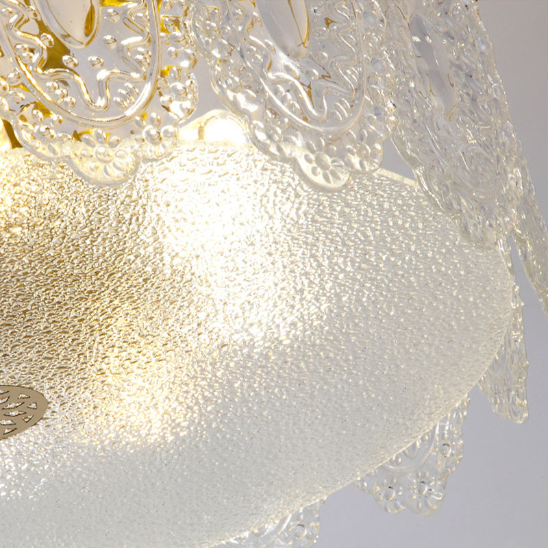 Glass Drum Shape Ceiling Flush Mount Light Modern Style Gold Ceiling Mount Light Fixture