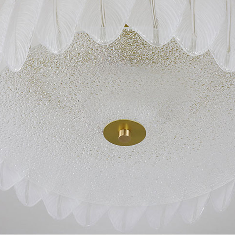 Nordic Circle Semi-Flush Mount Ceiling Light Glass Bedroom Semi Flush Ceiling Light in Gold