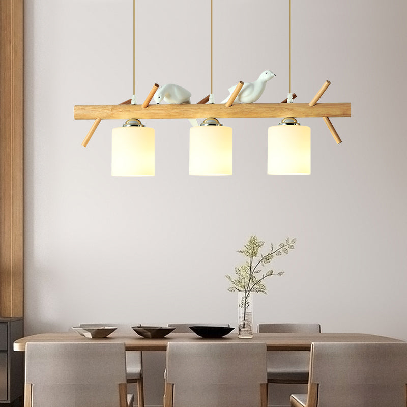 Hedendaags eilandlampen Cilinder Island Lights White Glass voor kookeiland