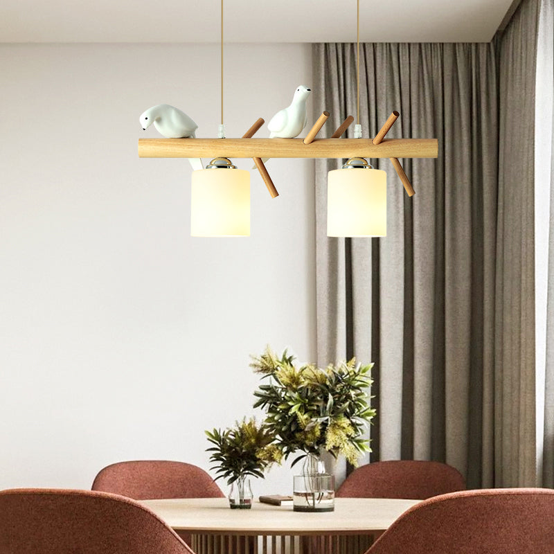 Hedendaags eilandlampen Cilinder Island Lights White Glass voor kookeiland