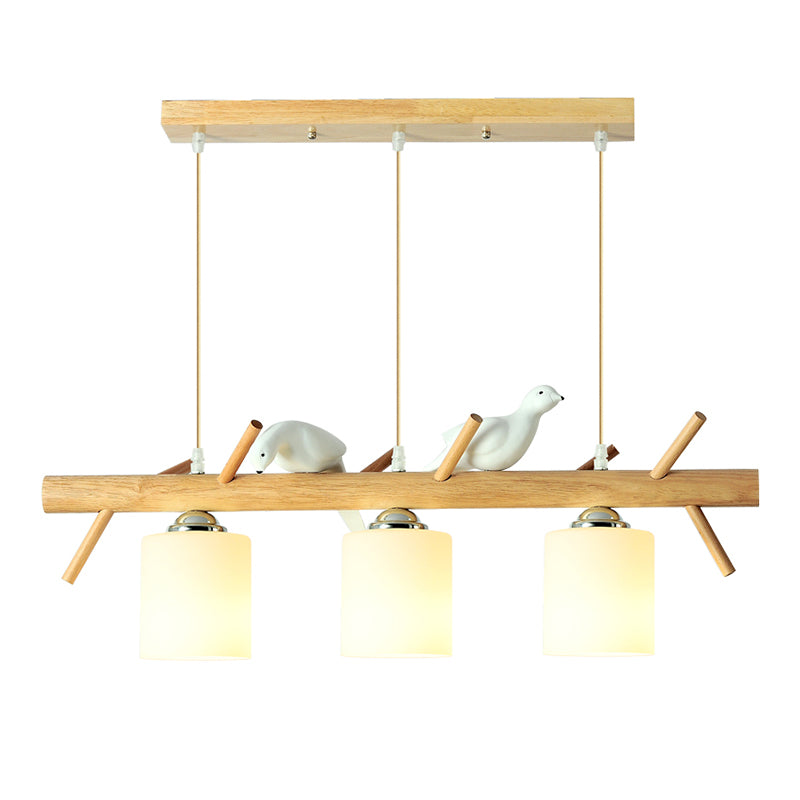 Hedendaags eilandlampen Cilinder Island Lights White Glass voor kookeiland