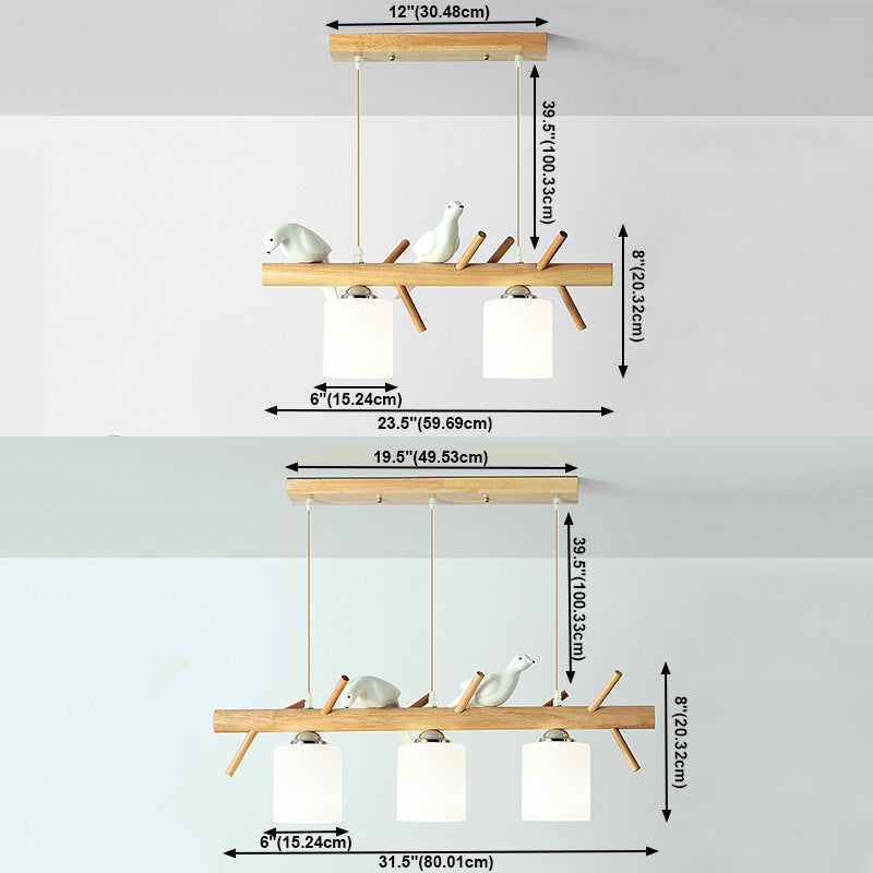 Hedendaags eilandlampen Cilinder Island Lights White Glass voor kookeiland