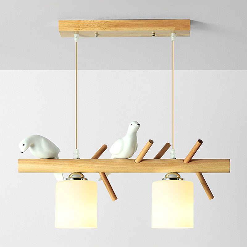 Hedendaags eilandlampen Cilinder Island Lights White Glass voor kookeiland