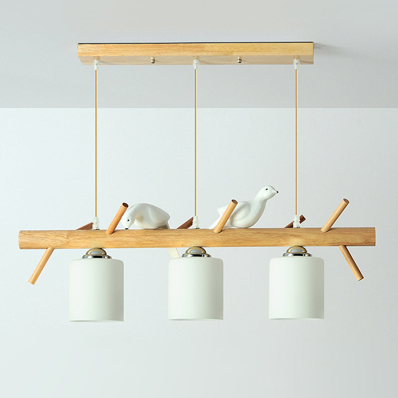 Hedendaags eilandlampen Cilinder Island Lights White Glass voor kookeiland