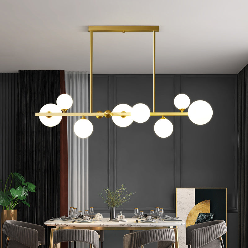 Moderne Stil Kugeldecke Anhänger Lichter weißes Glas 8 hängende Anhängerleuchten