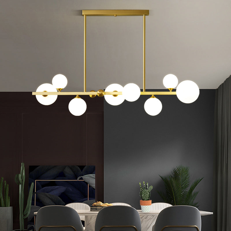 Moderne Stil Kugeldecke Anhänger Lichter weißes Glas 8 hängende Anhängerleuchten