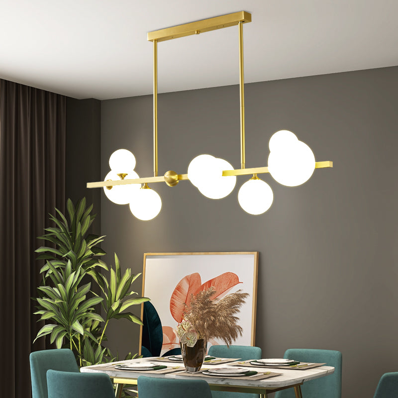 Moderne Stil Kugeldecke Anhänger Lichter weißes Glas 8 hängende Anhängerleuchten