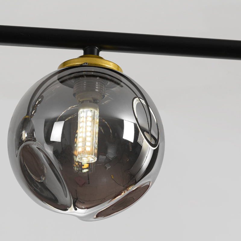 Zeitgenössische Insel leichte Kugel Glas Island Deckenleuchte in Schwarz für Küche