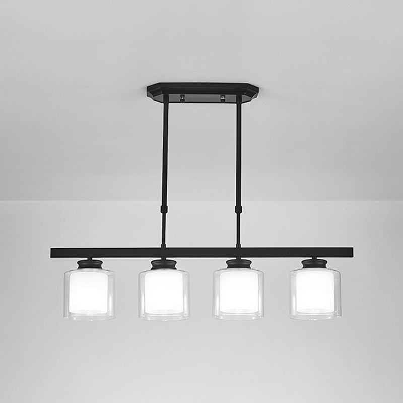 Moderne Insellichter Multi-Head-Restaurant Hängende Anhängerlampen mit Zylinderglasschatten