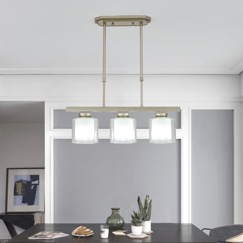 Moderne Insellichter Multi-Head-Restaurant Hängende Anhängerlampen mit Zylinderglasschatten