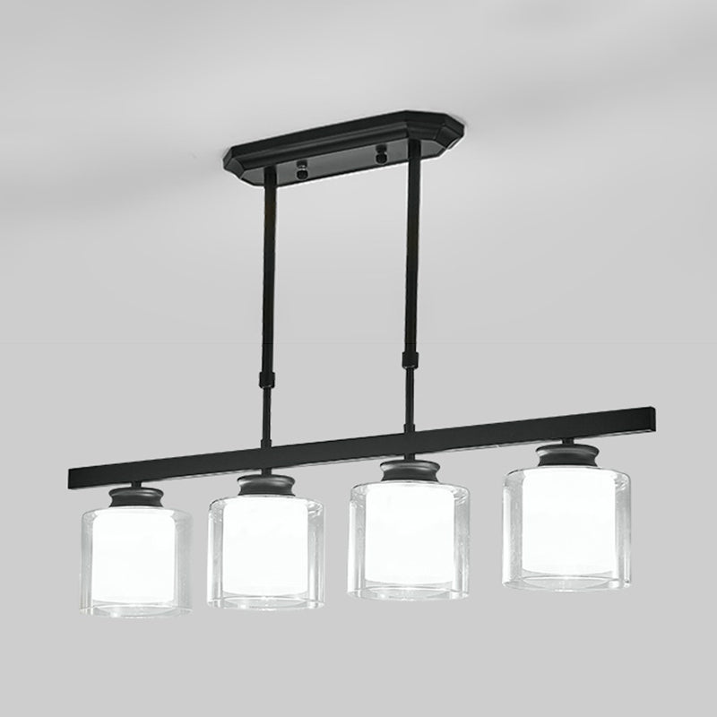 Moderne Insellichter Multi-Head-Restaurant Hängende Anhängerlampen mit Zylinderglasschatten