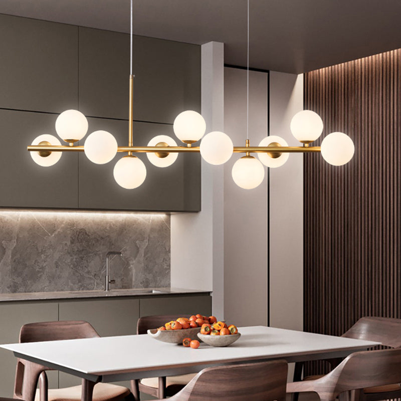 Multi-Head Island Lighting Fixtures Modern Restaurant Suspension Lamp with Glass Shade