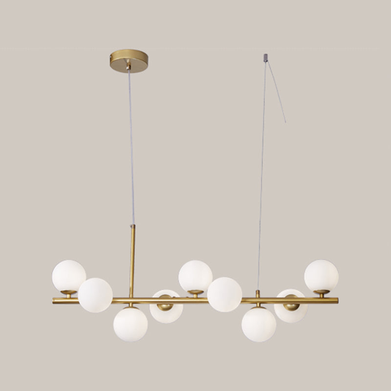 Multi-Head Island Lighting Fixtures Modern Restaurant Suspension Lamp with Glass Shade