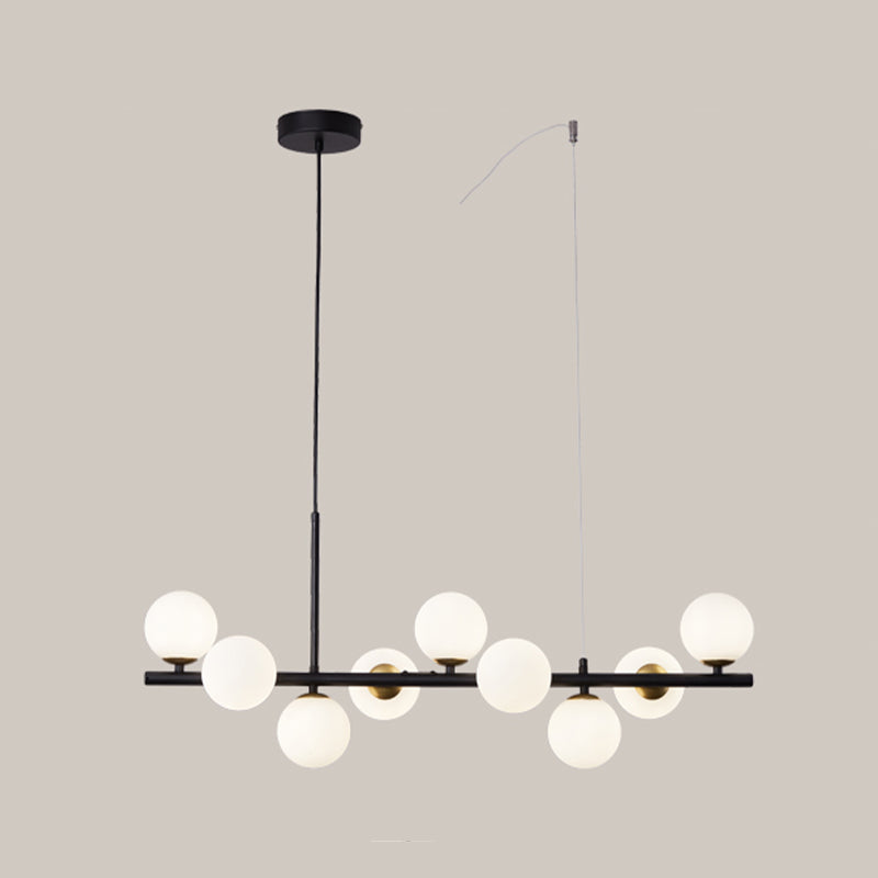 Multi-Head Island Lighting Fixtures Modern Restaurant Suspension Lamp with Glass Shade