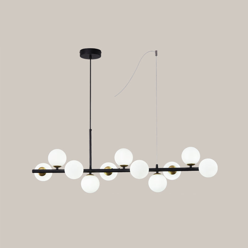 Multi-Head Island Lighting Fixtures Modern Restaurant Suspension Lamp with Glass Shade