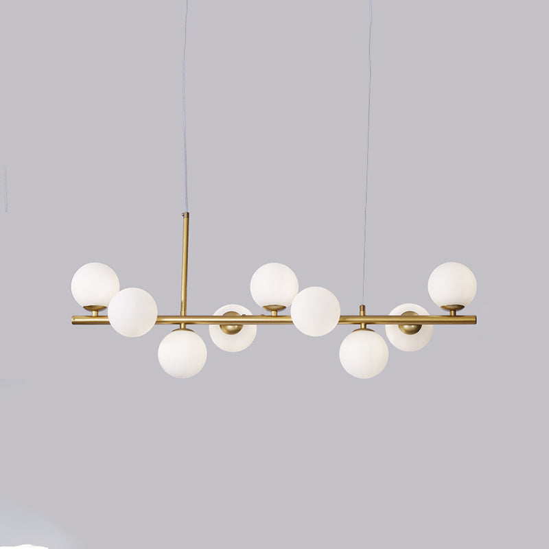 Multi-Head Island Lighting Fixtures Modern Restaurant Suspension Lamp with Glass Shade