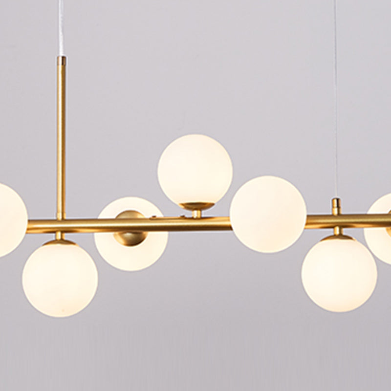 Multi-Head Island Lighting Fixtures Modern Restaurant Suspension Lamp with Glass Shade