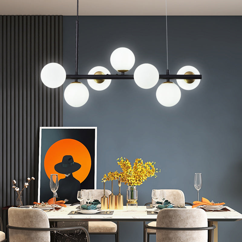 Multi-Head Island Lighting Fixtures Modern Restaurant Suspension Lamp with Glass Shade