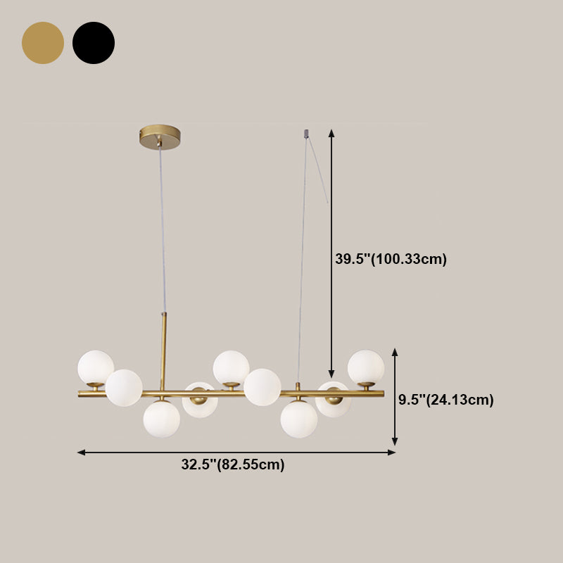 Multi-Head Island Lighting Armaturen Moderne Restaurantsuspensionslampe mit Glasschatten