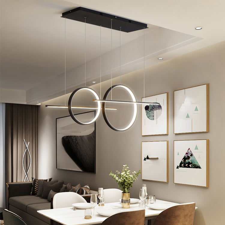 Einfacher helles helles schwarzes 4-Licht-Metallanhänger-Beleuchtungskörper für Esszimmer