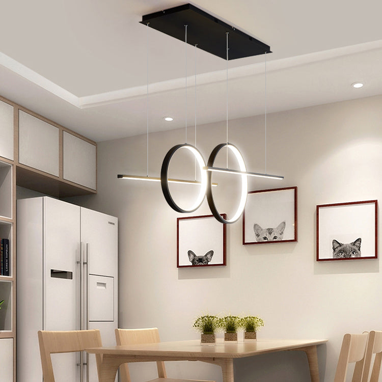 Einfacher helles helles schwarzes 4-Licht-Metallanhänger-Beleuchtungskörper für Esszimmer