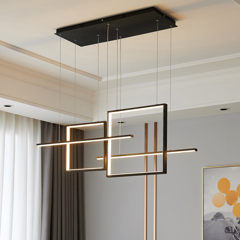 Einfacher helles helles schwarzes 4-Licht-Metallanhänger-Beleuchtungskörper für Esszimmer