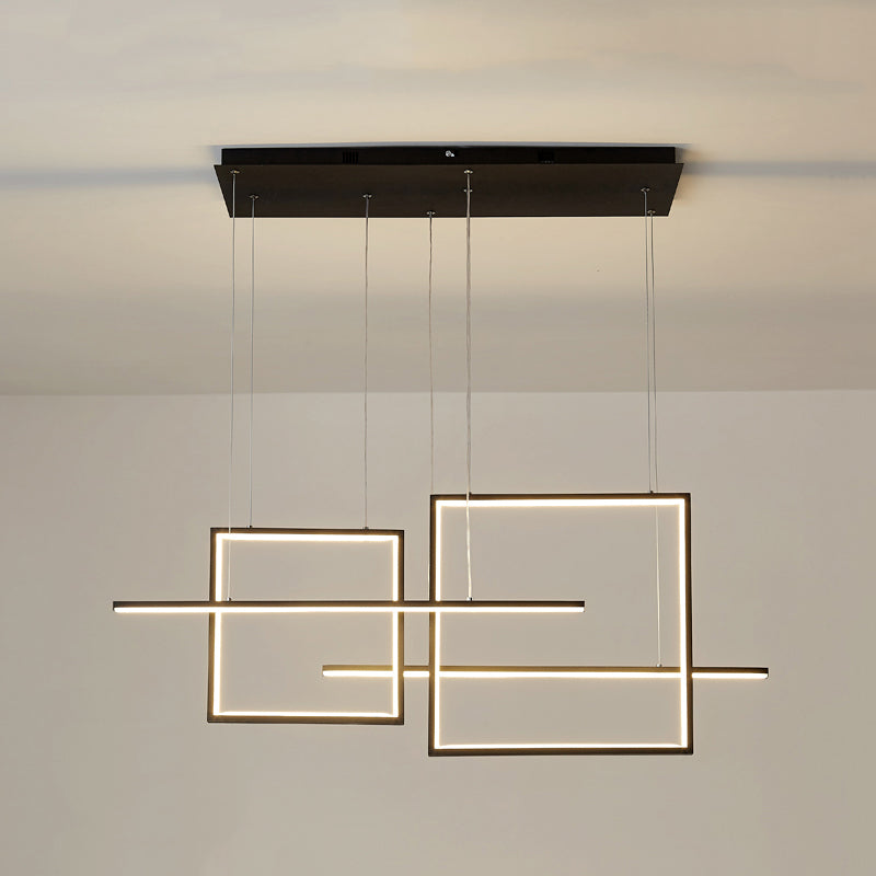 Einfacher helles helles schwarzes 4-Licht-Metallanhänger-Beleuchtungskörper für Esszimmer
