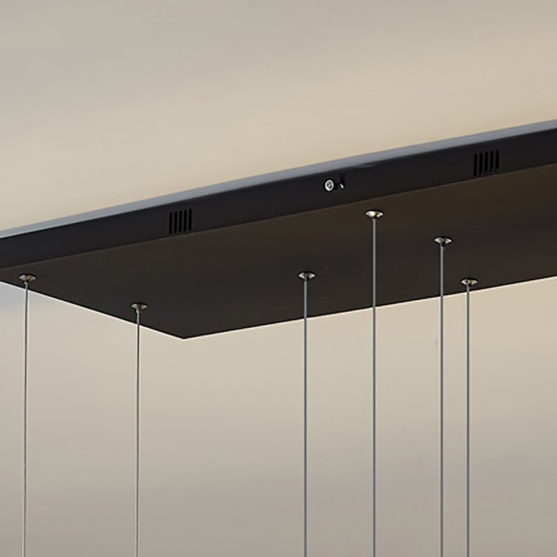 Einfacher helles helles schwarzes 4-Licht-Metallanhänger-Beleuchtungskörper für Esszimmer