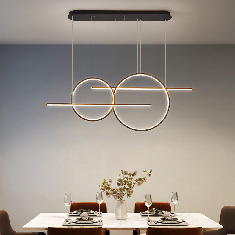 Einfacher helles helles schwarzes 4-Licht-Metallanhänger-Beleuchtungskörper für Esszimmer