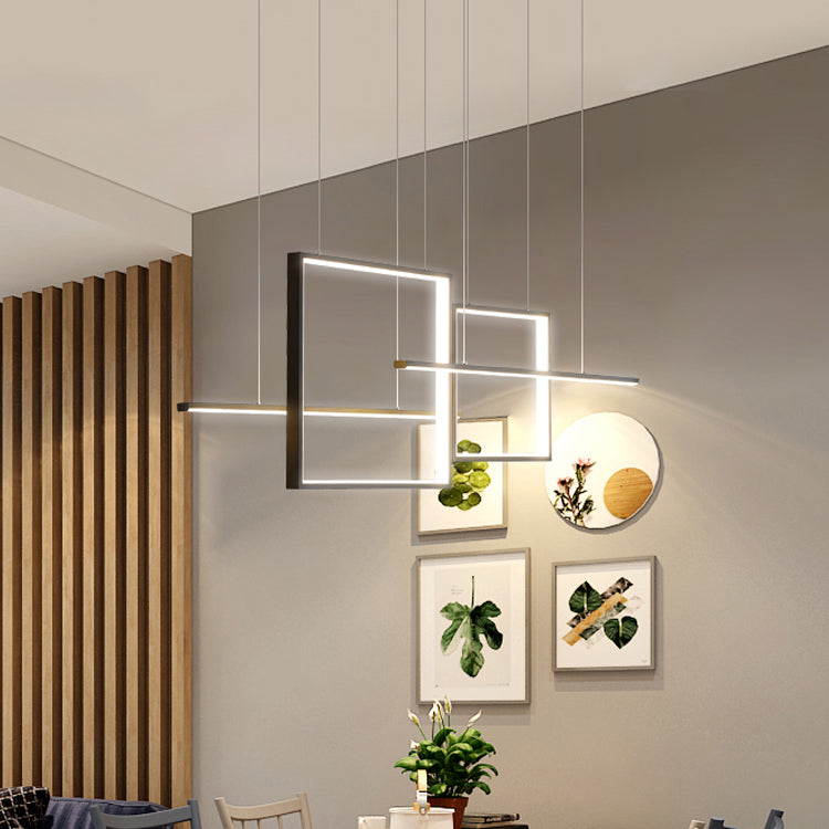 Einfacher helles helles schwarzes 4-Licht-Metallanhänger-Beleuchtungskörper für Esszimmer