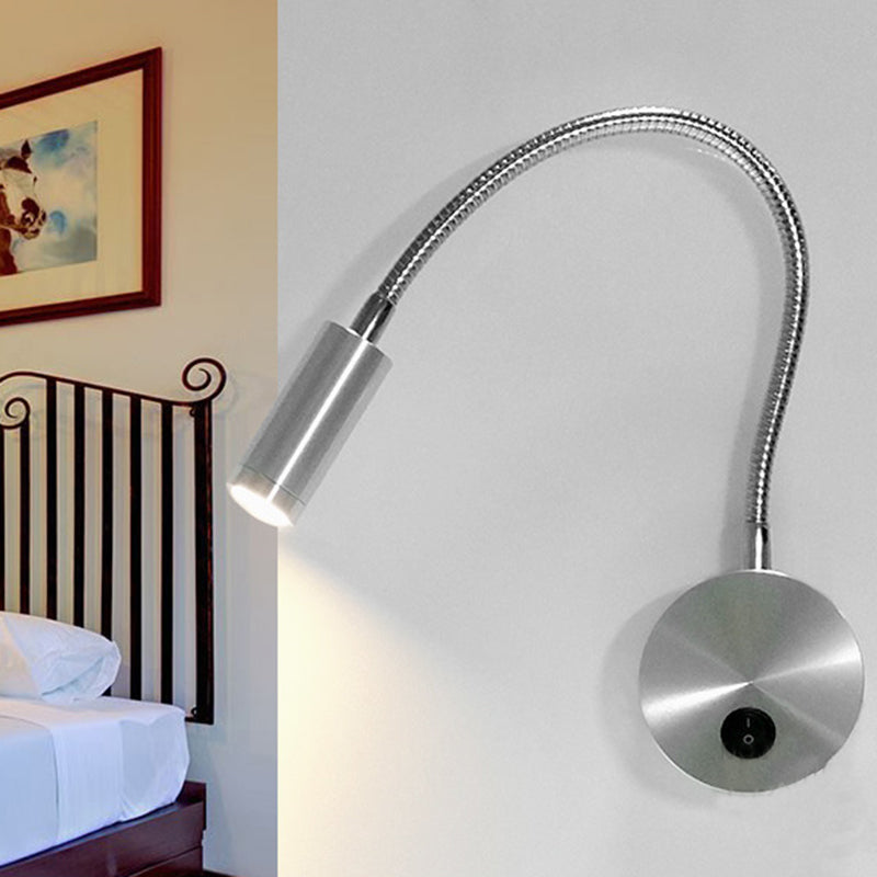 1 Light Round Wall Sconce Modern Style Metal Wall Mounted Reading Lights