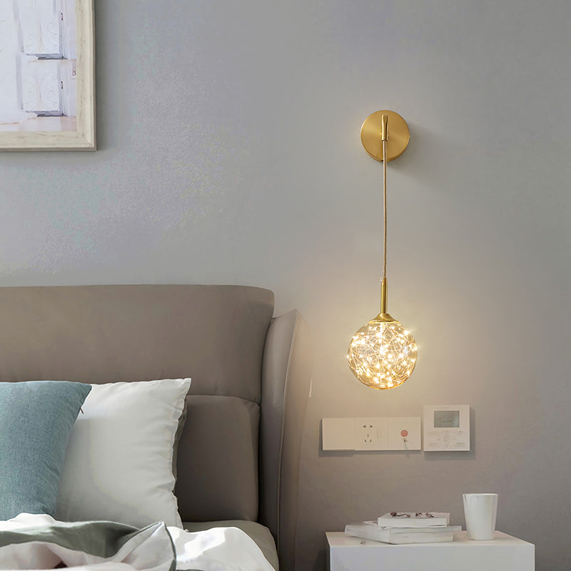 Glass Globe Wall Sconces Modern Style 1 Light Wall Mounted Lamps