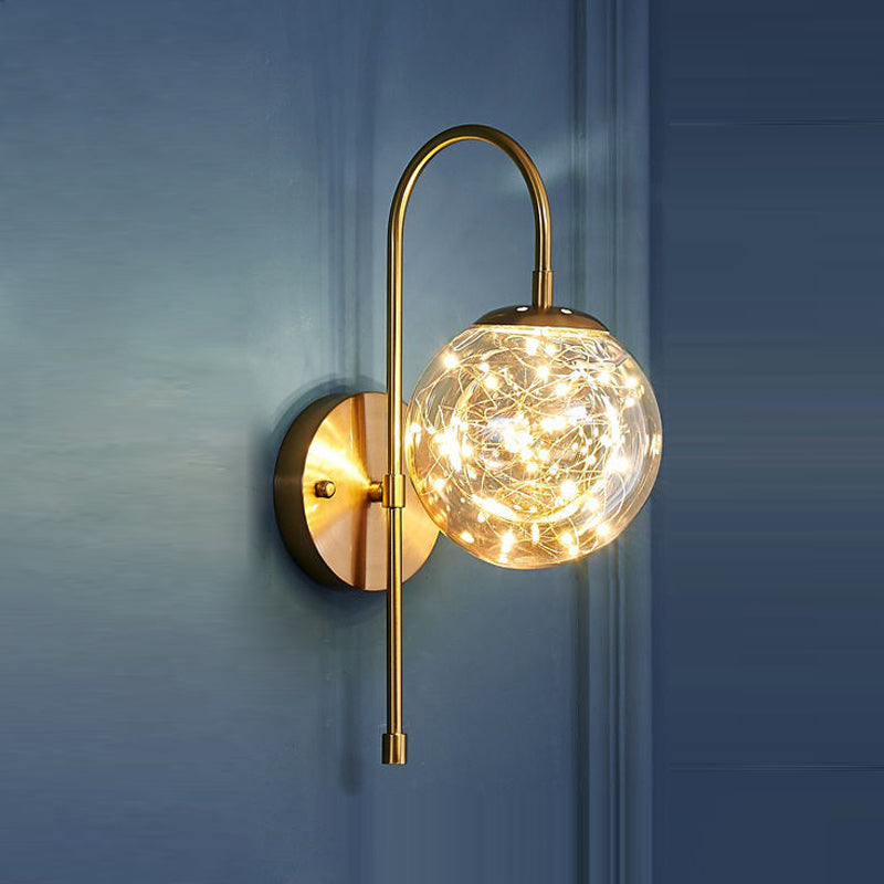 Lumière murale de forme sphérique Métal de style métal à 1 lumière Lumière