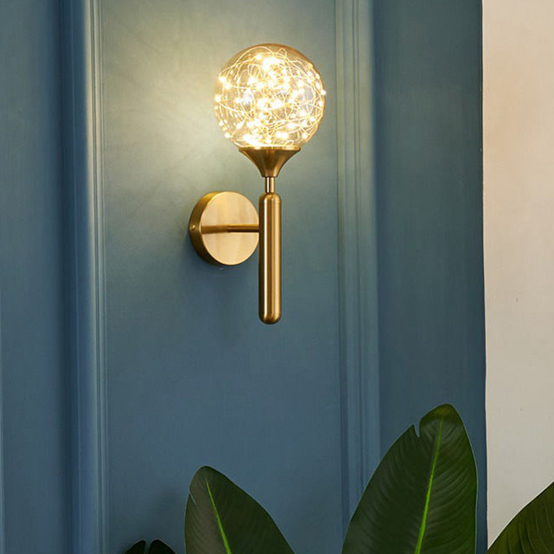Lumière murale de forme sphérique Métal de style métal à 1 lumière Lumière